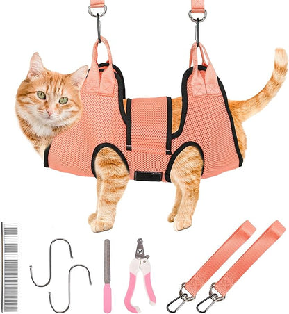 PatiencET Dog Grooming Hammock, Pet Grooming Hammock for Cats &amp; Dogs with Security Strap, Dog Sling for Nail Trimming with Nail Clippers/Trimmer, Nail File, Pet Comb(XS)