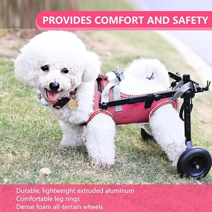 Updated Dog Wheelchair for Back Legs,Small Dog Wheelchair Carts with Wheels, Light Weight Wheelchair for Leg Support Helps Senior,Injured,Paralyzed, S &amp; Pink
