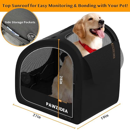 PAWZIDEA Dog Stroller for Large Dogs, Pet Stroller with Detachable Carrier for Portable Dog Crate for Car Seat, Foldable Dogs Jogger Strollers, All Terrain 9” Wheels, Adjustable Handle, Storage Bag