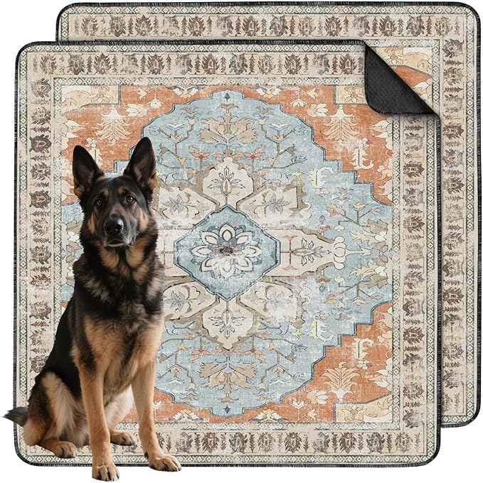 Washable Pee Pads for Dogs 2 Pack, Absorbent Reusable Puppy Pads Waterproof, Leakproof &amp; Non-Slip Whelping Pad, Potty Training Pads for Dogs Playpen Mat 48x48
