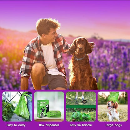 Pet N Pet 200 Counts Lavender Scented Dog Poop Bags Rolls with Tie Handles, 38% Plant Based &amp; 62% PE Poop Bags for Dogs, Extra-Thick Doggie Poo Bag, Pet Waste Bag