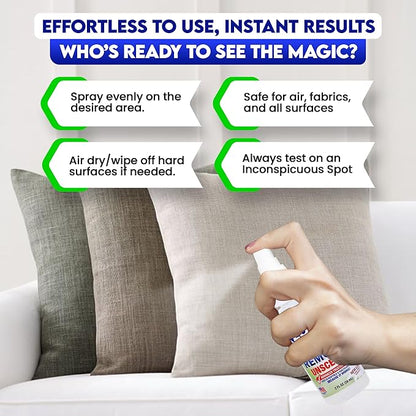 ZORBX Unscented Odor Eliminator for Strong Odor 2 Fl Oz Pack of 5 - Used in Hospitals &amp; Healthcare Facilities - Advanced Formula, Fast-Acting Odor Remover Spray for Dog, Cat, House &amp; Carpet