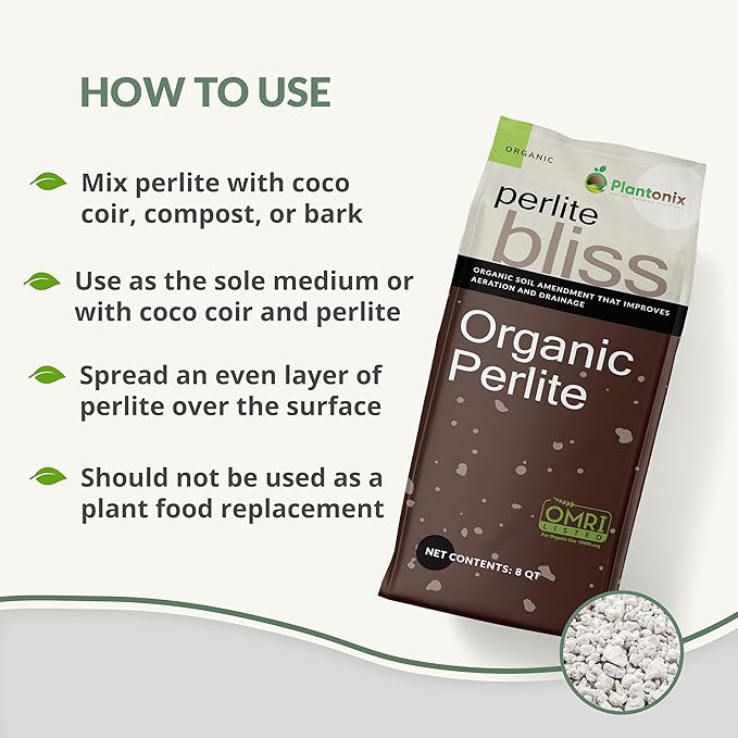 Perlite Bliss (24 Qts) - Organic Perlite for Plants - Coarse Perlite Bulk Soil Amendment - Chunky Perlite for Plants, Potting Soil, Garden Soil, &amp; Coco Coir - Horticultural Perlite for Gardening