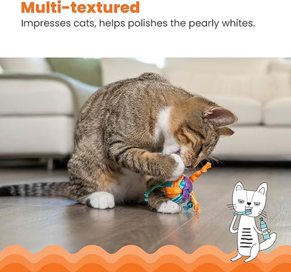 Catstages Catnip Tons of Tails – Interactive Catnip Dental Chew Toy for Cats with Rope, Ribbon &amp; Cotton for Batting, Chasing &amp; Chewing