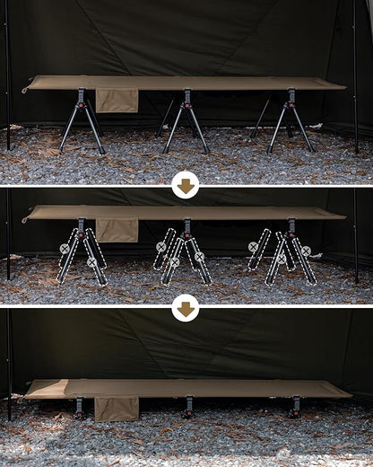 ONETIGRIS SUPRANUBIS Camping Cot, Height Adjustable with Cot Leg Extenders, Strong Support 330lbs, Lightweight Comfortable Folding Bed for Camping, Hiking, Travel, Truck, Beach, Office Nap