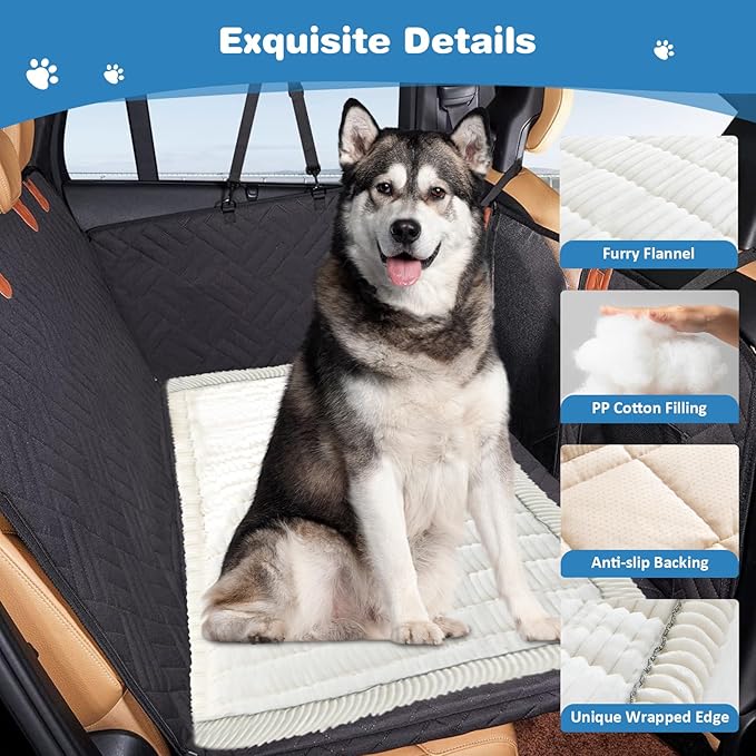 VClife Dog Bed Mat for Car, Anti Slip Pet Bed Travel Pad Comfortable Furry Dog Car Seat Cover for Backseat Extender, Washable Pet Cushion Bed Mat for Indoors &amp; Outdoors (Beige, 51"×23.6")