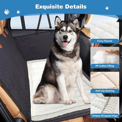VClife Dog Bed Mat for Car, Anti Slip Pet Bed Travel Pad Comfortable Furry Dog Car Seat Cover for Backseat Extender, Washable Pet Cushion Bed Mat for Indoors &amp; Outdoors (Beige, 51"×23.6")