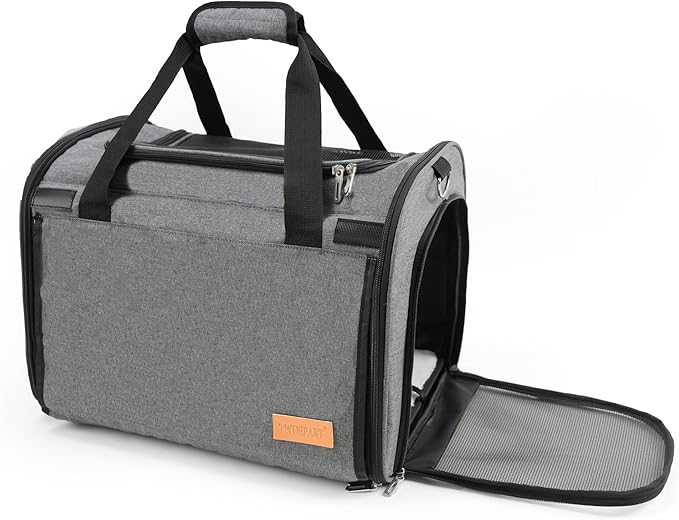 TWDEPART Cat Carrier Backpack - Multifunctional, Firm &amp; Foldable with Roll-Up Shade, Breathable Design Includes Collapsible Bowl &amp; Cushion (Grey)
