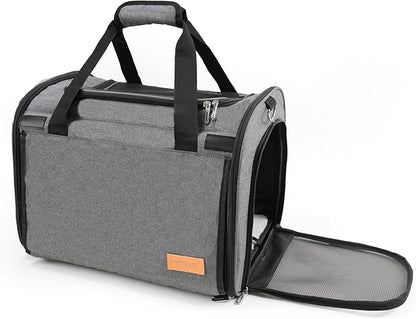 TWDEPART Cat Carrier Backpack - Multifunctional, Firm &amp; Foldable with Roll-Up Shade, Breathable Design Includes Collapsible Bowl &amp; Cushion (Grey)