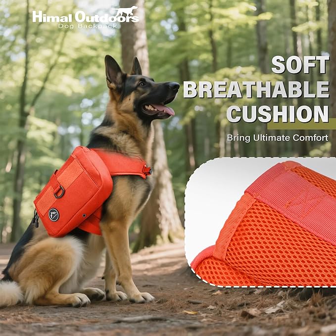 Himal Outdoors Dog Backpack &amp; Saddle Bag, Tactical Hiking Backpack for Large Dogs with Side Pockets &amp; Adjustable Strap