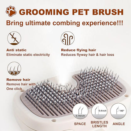 Cat Steam Brush, Dog Brush for Shedding, Pet Spray Hair Removal Comb, Pet Grooming Brush for Short &amp; Long Haired Dogs &amp; Cats,Spritz Defur Comb with Waterless Shampoo (White)