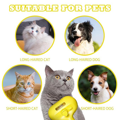 Cat Brush for Shedding - Pet Hair Removal Comb with Water Tank, Steam Brush, Cat Bath Brush, Dog Brush - Yellow