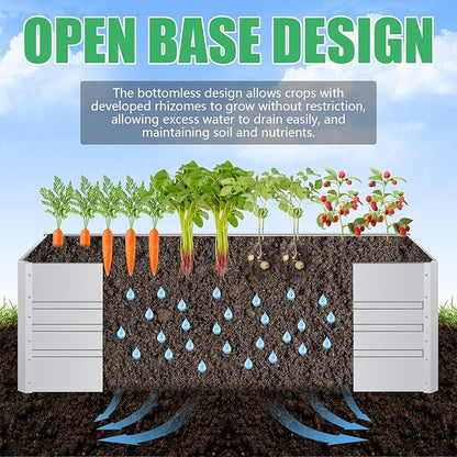 SnugNiture Galvanized Raised Garden Bed 6x3x2FT Outdoor Large Metal Planter Box Steel Kit for Planting Vegetables, Flowers