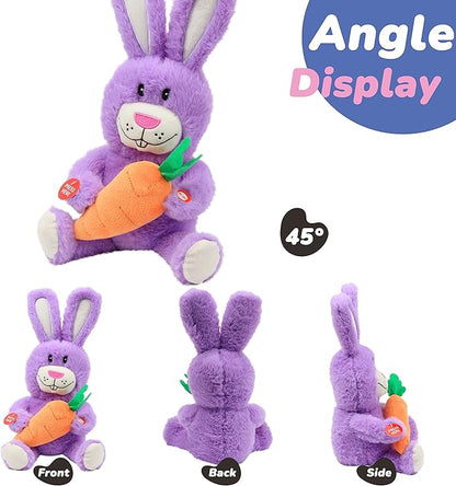 Hopearl Talking Singing Bunny Repeats What You Say Rabbit Musical Shaking Head Electric Interactive Animated Toy Speaking Plush Buddy Gifts for Toddlers, Purple, 15&