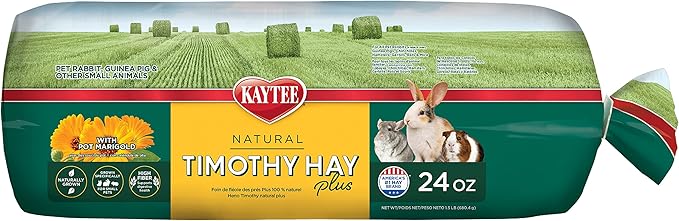 Kaytee All Natural Timothy Hay Plus Marigolds for Guinea Pigs, Rabbits &amp; Other Small Animals, 24 Ounce