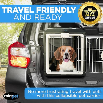 USA Pet Carrier &amp; Crate 26" - Premium Collapsible Design for Medium Cats and Dogs - Portable Kennel for Indoor/Outdoor Use - 360-Degree Ventilation &amp; Hard Plastic Wall Protection