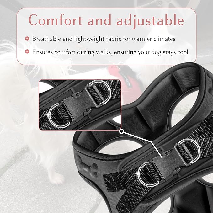 Comfort fit Step-in Dog &amp; Puppy Harness - Comfortable All Weather Dog Vest Harness: Adjustable, Soft Padded, Easy to Put-on for Small, Medium-Sized Dogs.