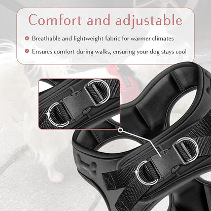 Comfort fit Step-in Dog &amp; Puppy Harness - Comfortable All Weather Dog Vest Harness: Adjustable, Soft Padded, Easy to Put-on for Small, Medium-Sized Dogs.
