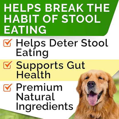 STRELLALAB No Poo Chews for Dogs - Coprophagia Deterrent for Dogs - No Poop Eating - Digestive Enzymes - Gut Health &amp; Immune Support - Stop Eating Poop - (180Ct, Poultry)