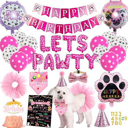 Dog Party Supplies Decorations - Cute Bandana, Let&
