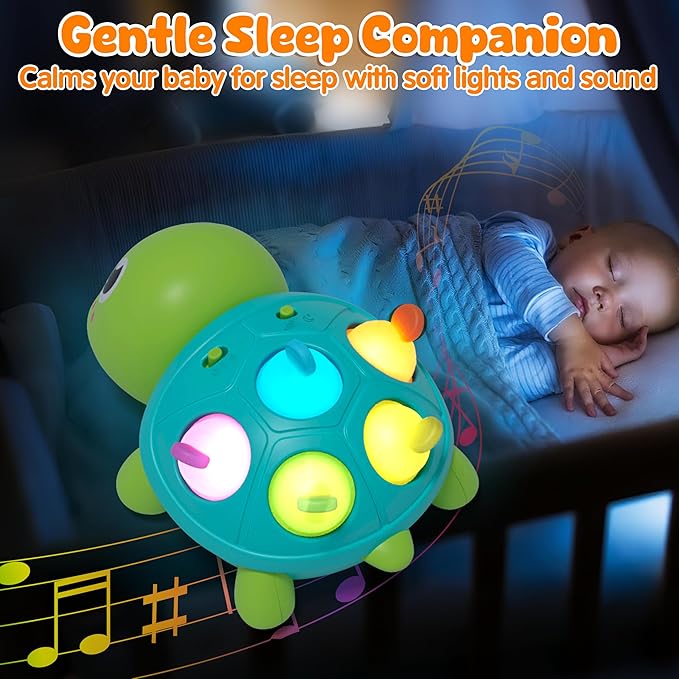 Vanmor Baby Toys 6–12 Months, Musical Turtle Infant Toy, Teething Toy with Music, Crawling Walking Toys for Babies, Early Learning Educational Toy with Light &amp; Sound, for Newborns