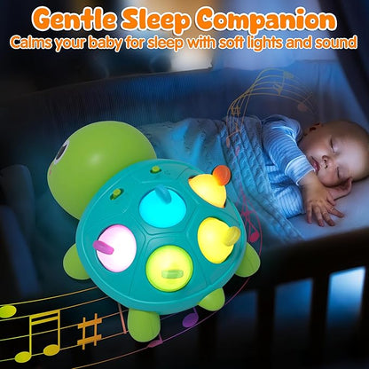 Vanmor Baby Toys 6–12 Months, Musical Turtle Infant Toy, Teething Toy with Music, Crawling Walking Toys for Babies, Early Learning Educational Toy with Light &amp; Sound, for Newborns