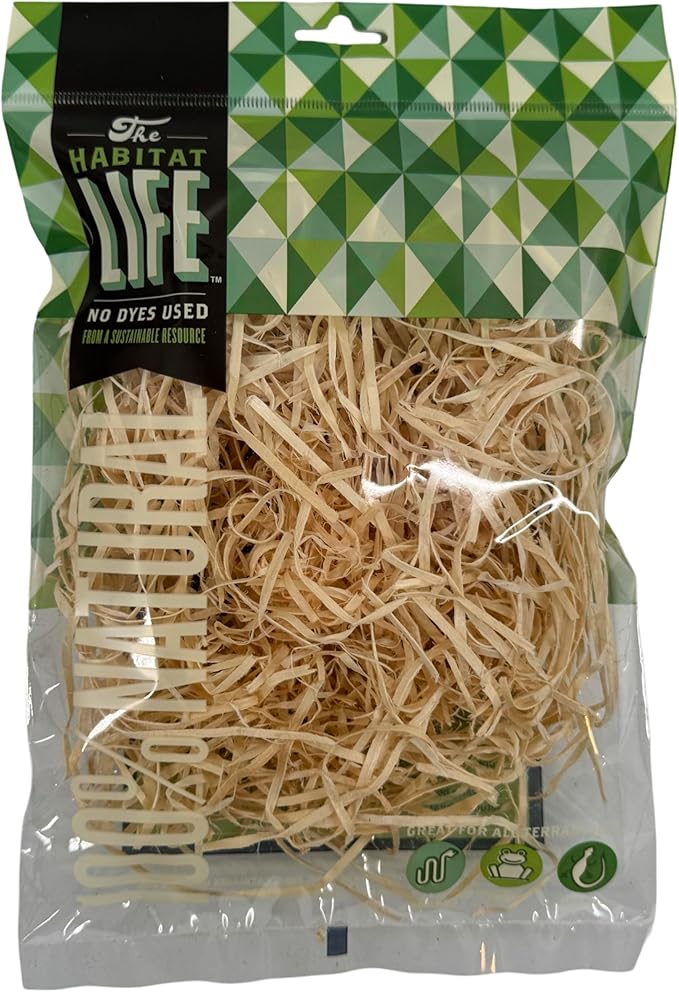 The Habitat Life - Natural Ribbon Cut Excelsior - for Birds, Hamsters, Gerbils, Rats &amp; Other Small Mammals - Soft &amp; Absorbent - Wood Fiber - Dye-Free &amp; Safe - Small - 1 Pack