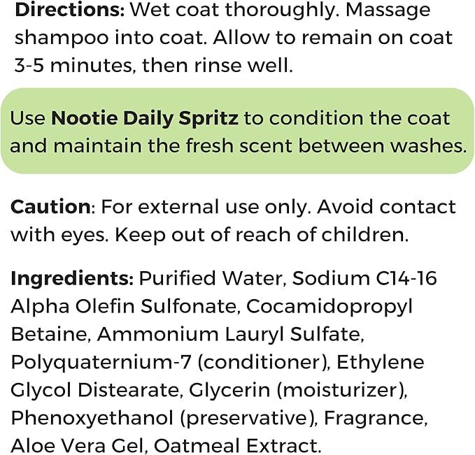 Nootie - Oatmeal Pet Shampoo for Sensitive Skin - Revitalizes Dry Skin &amp; Coat - Natural Ingredients - Gentle Shampoo - Cleans &amp; Conditions