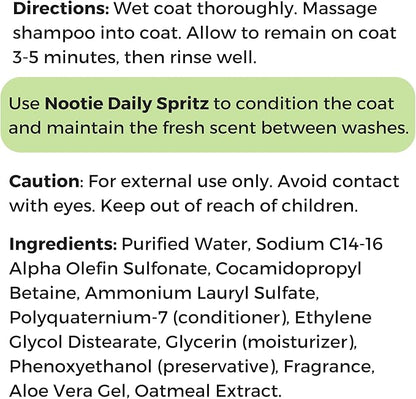Nootie - Oatmeal Pet Shampoo for Sensitive Skin - Revitalizes Dry Skin &amp; Coat - Natural Ingredients - Gentle Shampoo - Cleans &amp; Conditions