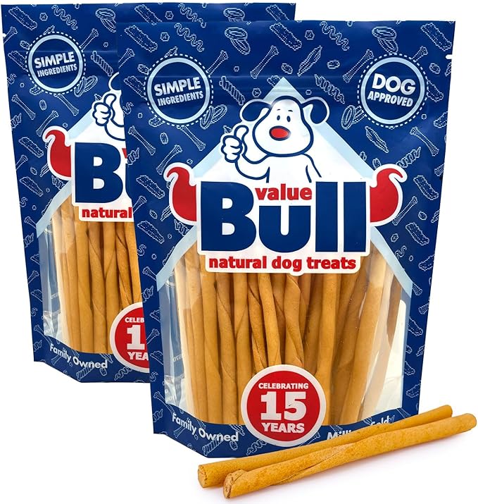 ValueBull USA - Rawhide Twists for Small Dogs, 5 Inch, Smoked, Varied Thicknesses, 100 Count - Natural &amp; Safe, USA Beef Hide, Long Lasting, Chemical Free, No Artificial Flavors