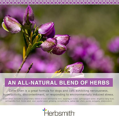 Herbsmith Calm Shen – Herbal Blend for Dogs &amp; Cats – Natural Anxiety Remedy for Dogs &amp; Cats – Feline and Canine Calming Supplement – 150g Powder