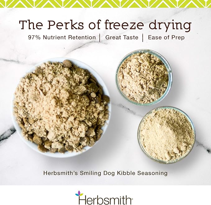 Herbsmith Kibble Seasoning – Freeze Dried Rabbit &amp; Duck – Dog Food Topper for Picky Eaters - 3.8 oz