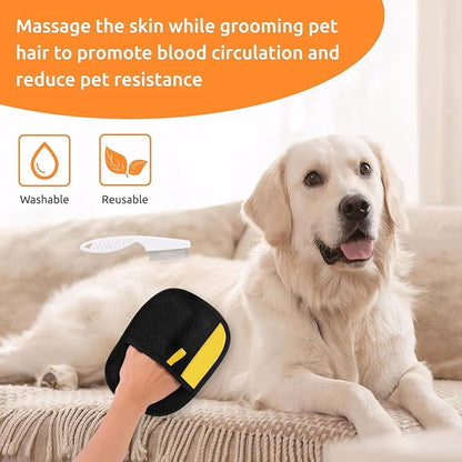 Pet Hair Removal Glove 2 Pcs, Cat &amp; Dog Reusable Electrostatic Gloves Pet Hair 2025 New Upgrade,Grooming Pet Hair Remover Tool, Reusable Quick De-Shedding Gloves for Couch、 Clothing、Carpet,、Car Seats