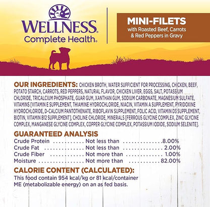 Wellness Petite Entrées Mini-Filets with Roasted Beef, Carrots &amp; Red Peppers in Gravy, 3-Ounce Cup (Pack of 12)