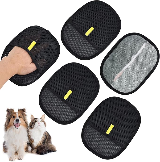 5pc Pet Hair Removal Gloves, Reusable Cats &amp; Dogs Pet Hair Removal Tool,Efficient Pet Hair Removal Electrostatic Gloves is Suitable for Clothes, Sofas, Beds and Carpets
