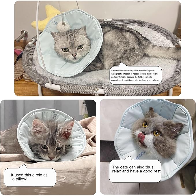 Touchdog Foldable Dog Cone Collar for Cats &amp; Dogs - Adjustable Soft Recovery Collar with Waterproof PU Coating, Lightweight Design, 24.5cm/9.6in Wide Barrier (Blue, XS)