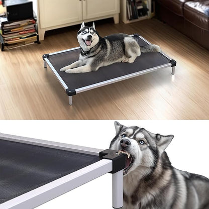 FXW TitanNest Chew-Proof Elevated Dog Bed, Raised Cot for Indoor/Outdoor/Camping Use, Durable &amp; Waterproof Cooling Pet Bed for Medium Dogs, 42.0" L x 27.0" W x 5.0" H, Black
