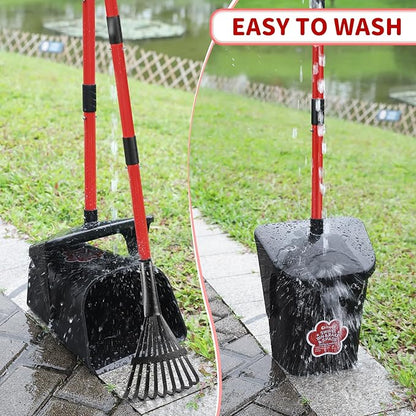 Pooper Scooper Swivel Bin &amp; Rake &amp; Spade with 60 Waste Bags, Heavy Duty Dog Poop Scooper for Large Medium Small Dogs, Long Stainless Steel Handle Use on Yard, Grass, Dirt or Gravel