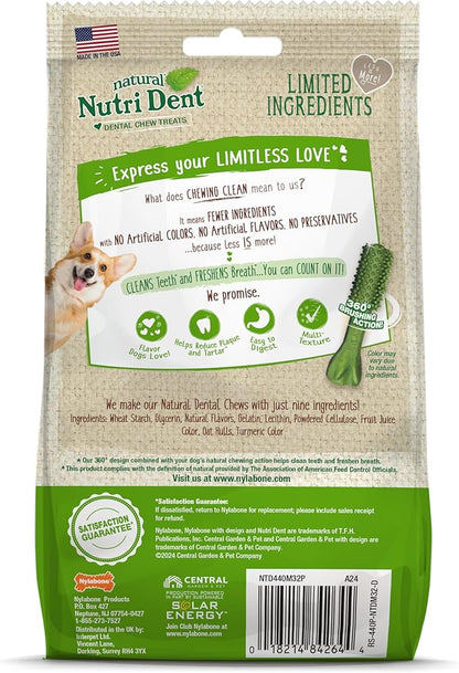 Nylabone Nutri Dent Dog Dental Chews - Natural Dog Teeth Cleaning &amp; Breath Freshener - Dental Treats for Dogs - Fresh Breath Flavor, Mini (32 Count)