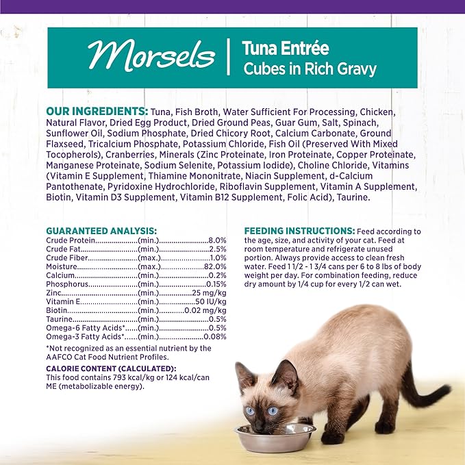 Wellness Complete Health Cubed Adult Wet Cat Food, Natural, Protein-Rich, Grain Free, 5.5 Ounce, 24 Pack, (Tuna Entrée)