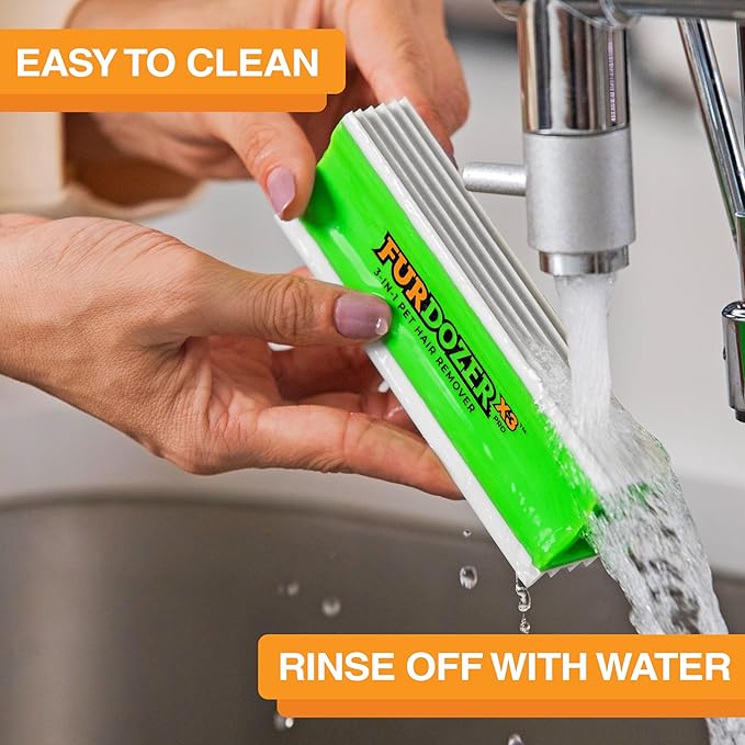 FurDozer X3 PRO Pet Hair Remover &amp; Auto Detailing Tool - Cat &amp; Dog Hair Remover for Carpets, Car Interiors, Couches, Bedding, &amp; Furniture - Reusable Pet Hair Removal Tool for Fur &amp; Lint, 5" (2-Pack)