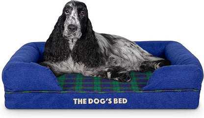 The Dog’s Bed, Med Black Watch Tartan 30x23.5, Memory Foam, Pain Relief: Arthritis, Hip &amp; Elbow Dysplasia, Post Surgery, Lameness, Supportive, Calming, Waterproof Washable Cover, Veterinary Approved