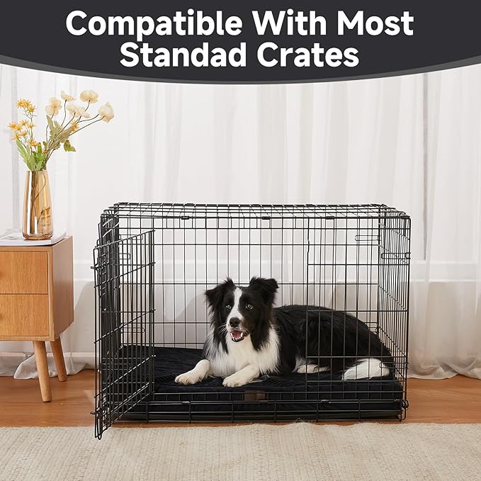 OhGeni Orthopedic Waterproof &amp; Machine Washable Dog Bed for Medium Large Pets, Suitable for Crates, 25D Egg Crate Foam, Non-Slip Bottom &amp; Removable Cover, Invisible Zipper, 35 Inches(Black)