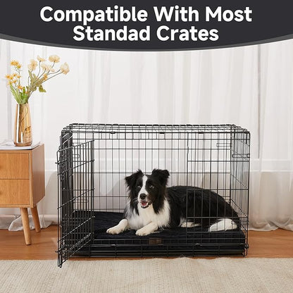 OhGeni Orthopedic Waterproof &amp; Machine Washable Dog Bed for Medium Large Pets, Suitable for Crates, 25D Egg Crate Foam, Non-Slip Bottom &amp; Removable Cover, Invisible Zipper, 35 Inches(Black)