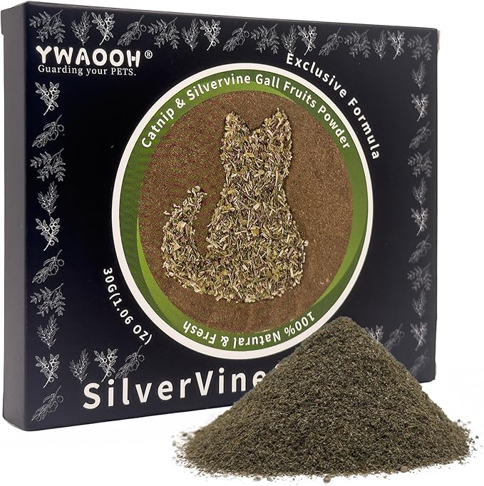 Catnip &amp; Silvervine Powder – 30g Blend of Silvervine Gall Fruit &amp; Catnip, Non-Addictive, for All Cat Ages, Multi-Use with Toys, Scratchers &amp; Protecting Furniture, with 5 Little Pouches