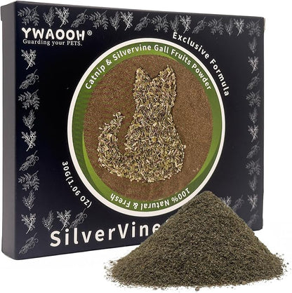 Catnip &amp; Silvervine Powder – 30g Blend of Silvervine Gall Fruit &amp; Catnip, Non-Addictive, for All Cat Ages, Multi-Use with Toys, Scratchers &amp; Protecting Furniture, with 5 Little Pouches