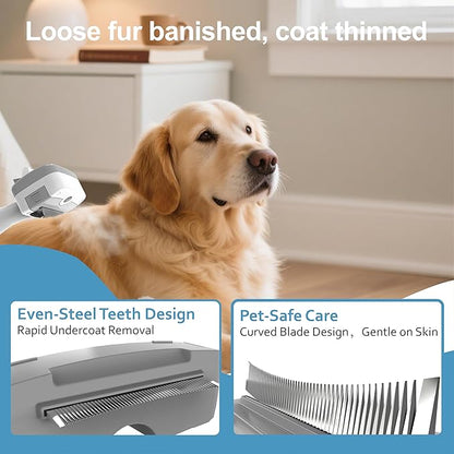5 in 1 Pet Steam Brush for Dogs &amp; Cats – Self Cleaning, 3 Pet Brush for Smoothing, Dematting, Thinning – Shedding, Grooming &amp; Hair Removal, Includes Shampoo &amp; Storage Case (8.0"-promax)