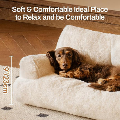 MEWOOFUN Cat Bed for Indoor Cats, Washable Dog Beds for Small Dogs &amp; Cats with Removable Cover, Fluffy Cat Couch with Non-Slip Bottom (Beige, 26.0" L X 19.0" W X 13.0" Th)