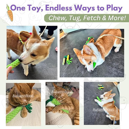 3PCS Green Woven Pet Chew Set, Dog Chew Accessories, Cat Interactive Chews, Safe &amp; Durable Braided Chews for Dogs, Cats &amp; More Pets