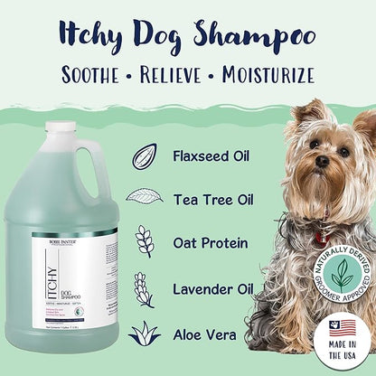 Bobbi Panter Dog Shampoo - Made in USA - All Natural Formula for Itch Relief &amp; Soothing Skins, Concentrated 16:1 for Professional Groomers - Green Apple Scent, 1 Gallon